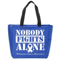 Nobody Fights Alone Melanoma Cancer Awareness Zip Tote Bag