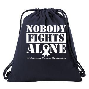 Nobody Fights Alone Melanoma Cancer Awareness Drawstring Bag