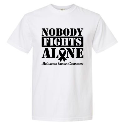 Nobody Fights Alone Melanoma Cancer Awareness Garment-Dyed Heavyweight T-Shirt