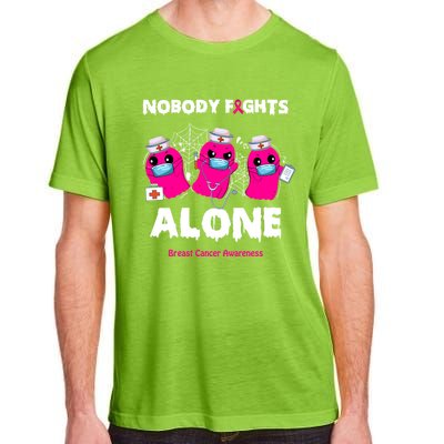 Nobody Fights Alone Boo Ghost Nurse Breast Cancer Scrub Gift Adult ChromaSoft Performance T-Shirt