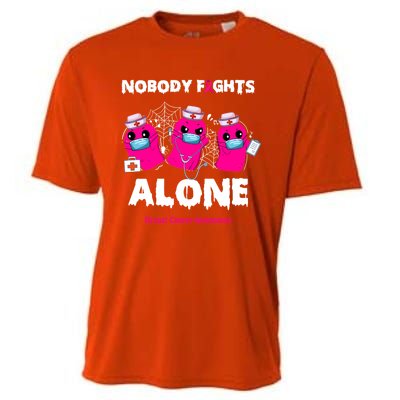 Nobody Fights Alone Boo Ghost Nurse Breast Cancer Scrub Gift Cooling Performance Crew T-Shirt