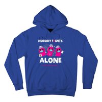 Nobody Fights Alone Boo Ghost Nurse Breast Cancer Scrub Gift Hoodie