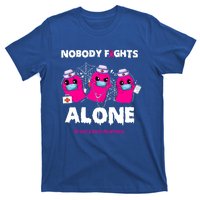 Nobody Fights Alone Boo Ghost Nurse Breast Cancer Scrub Gift T-Shirt