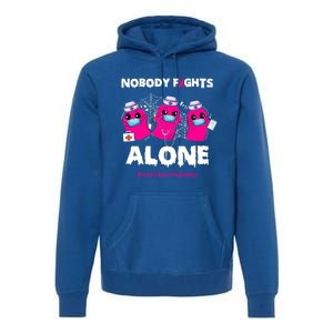 Nobody Fights Alone Boo Ghost Nurse Breast Cancer Scrub Gift Premium Hoodie