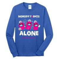 Nobody Fights Alone Boo Ghost Nurse Breast Cancer Scrub Gift Tall Long Sleeve T-Shirt