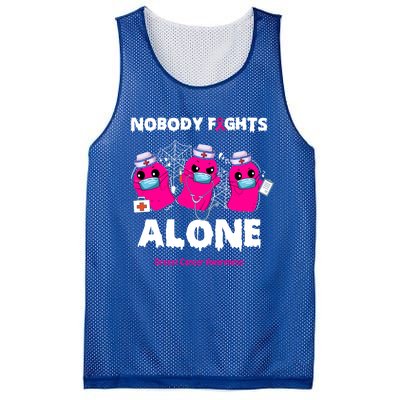 Nobody Fights Alone Boo Ghost Nurse Breast Cancer Scrub Gift Mesh Reversible Basketball Jersey Tank