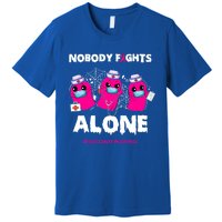 Nobody Fights Alone Boo Ghost Nurse Breast Cancer Scrub Gift Premium T-Shirt