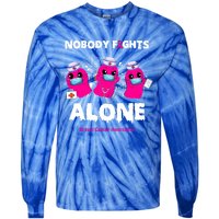 Nobody Fights Alone Boo Ghost Nurse Breast Cancer Scrub Gift Tie-Dye Long Sleeve Shirt