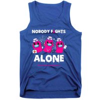 Nobody Fights Alone Boo Ghost Nurse Breast Cancer Scrub Gift Tank Top