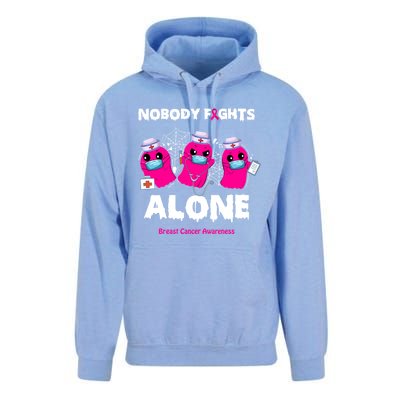 Nobody Fights Alone Boo Ghost Nurse Breast Cancer Scrub Gift Unisex Surf Hoodie