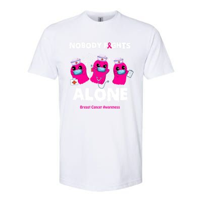 Nobody Fights Alone Boo Ghost Nurse Breast Cancer Scrub Gift Softstyle CVC T-Shirt