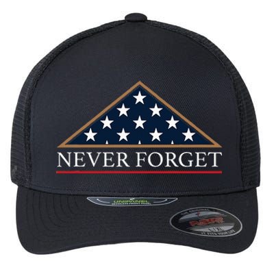 Never Forget American Folded Flag Military Memorial Design Flexfit Unipanel Trucker Cap