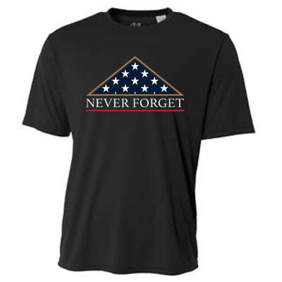 Never Forget American Folded Flag Military Memorial Design Cooling Performance Crew T-Shirt