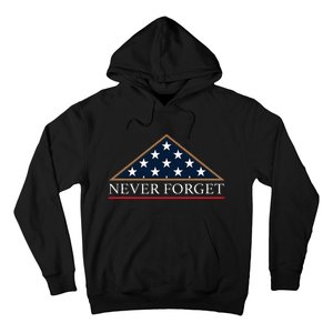 Never Forget American Folded Flag Military Memorial Design Hoodie