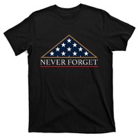 Never Forget American Folded Flag Military Memorial Design T-Shirt