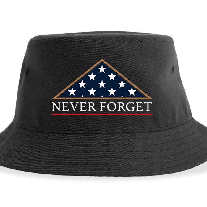 Never Forget American Folded Flag Military Memorial Design Sustainable Bucket Hat