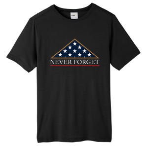 Never Forget American Folded Flag Military Memorial Design Tall Fusion ChromaSoft Performance T-Shirt