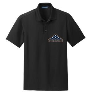 Never Forget American Folded Flag Military Memorial Design Dry Zone Grid Polo