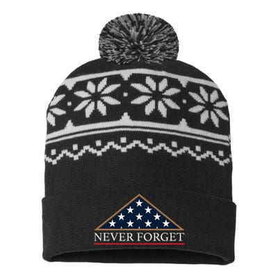 Never Forget American Folded Flag Military Memorial Design USA-Made Snowflake Beanie