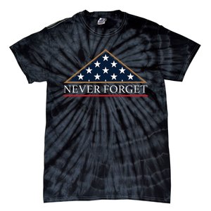 Never Forget American Folded Flag Military Memorial Design Tie-Dye T-Shirt