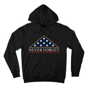 Never Forget American Folded Flag Military Memorial Design Tall Hoodie