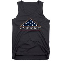 Never Forget American Folded Flag Military Memorial Design Tank Top