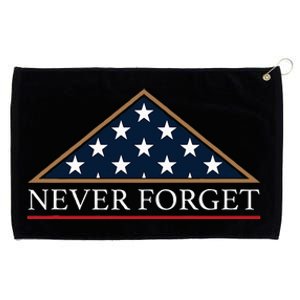 Never Forget American Folded Flag Military Memorial Design Grommeted Golf Towel