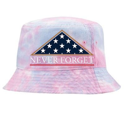 Never Forget American Folded Flag Military Memorial Design Tie-Dyed Bucket Hat