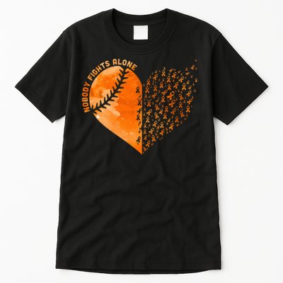 Nobody Fights Alone Orange Baseball MS Awareness Tall T-Shirt