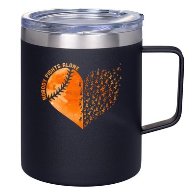 Nobody Fights Alone Orange Baseball MS Awareness 12oz Stainless Steel Coffee Mug