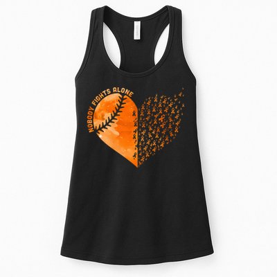Nobody Fights Alone Orange Baseball MS Awareness Womens Tank Top