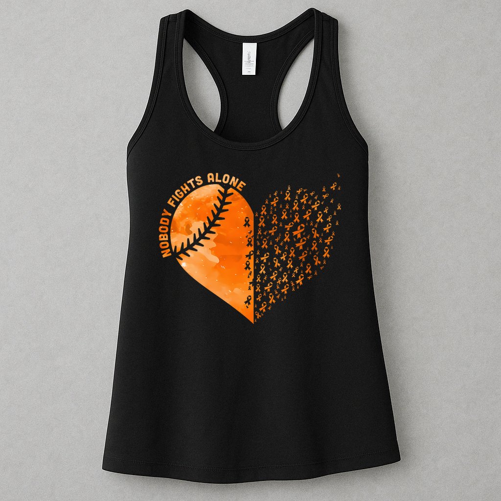 Nobody Fights Alone Orange Baseball MS Awareness Womens Tank Top
