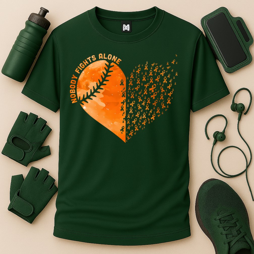Nobody Fights Alone Orange Baseball MS Awareness Cooling Performance Crew T-Shirt