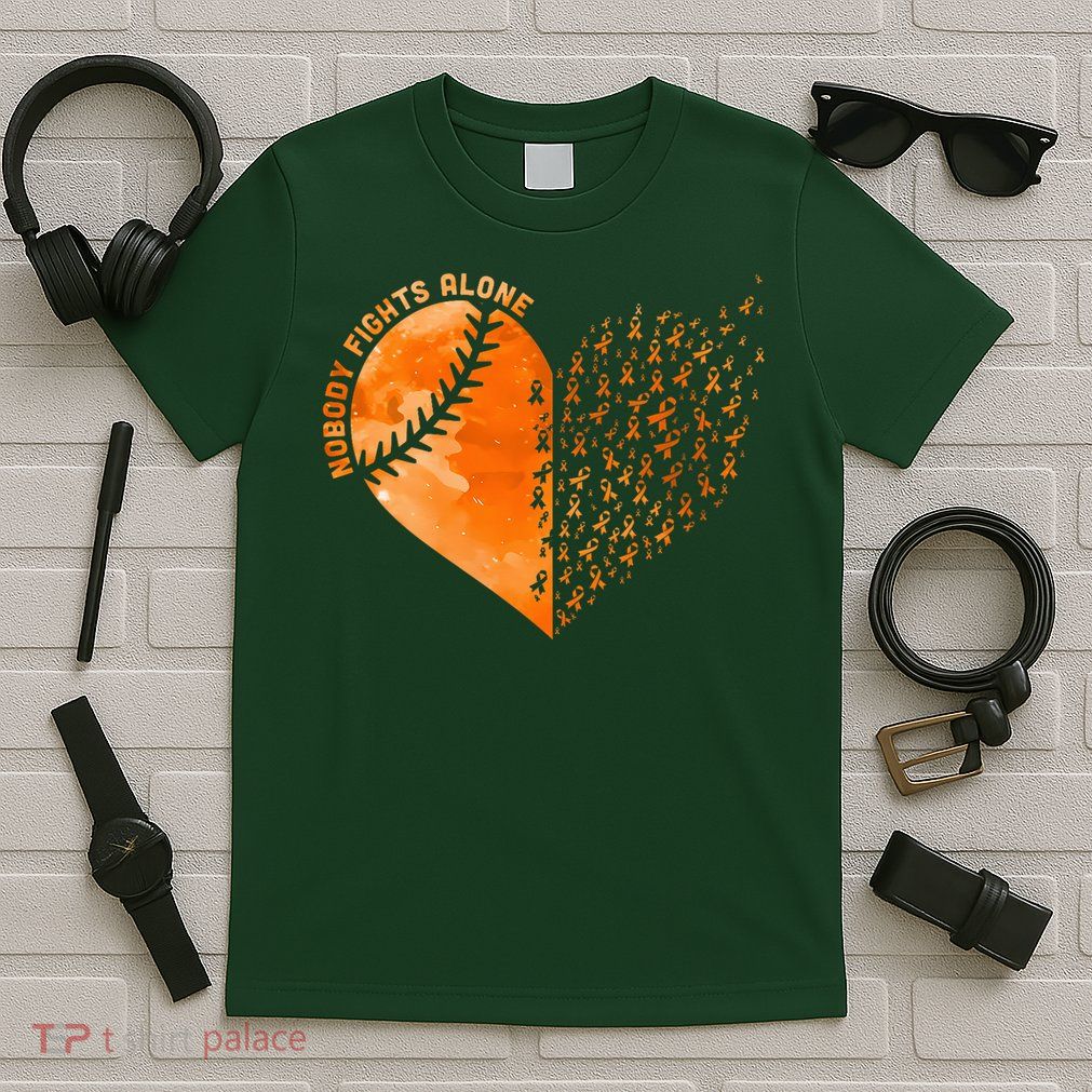 Nobody Fights Alone Orange Baseball MS Awareness T-Shirt