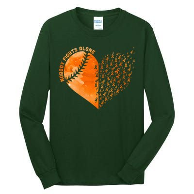 Nobody Fights Alone Orange Baseball MS Awareness Tall Long Sleeve T-Shirt