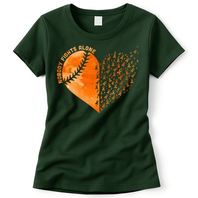 Nobody Fights Alone Orange Baseball MS Awareness Womens T-Shirt
