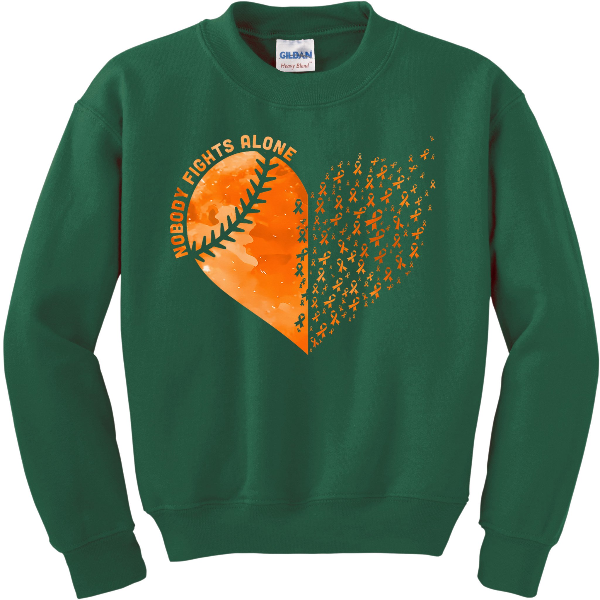 Nobody Fights Alone Orange Baseball MS Awareness Kids Sweatshirt