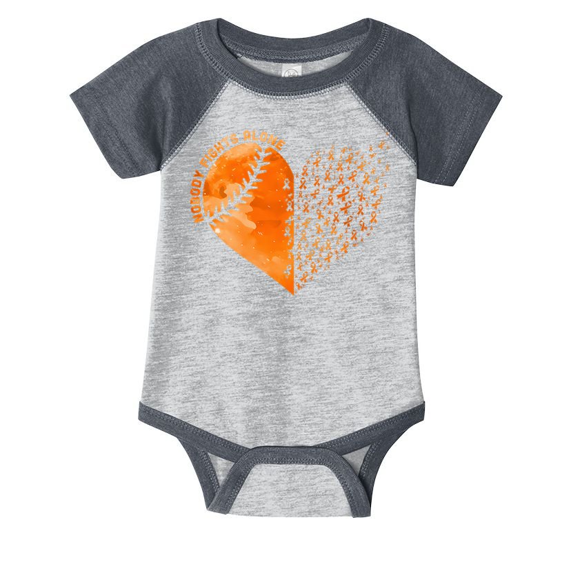 Nobody Fights Alone Orange Baseball MS Awareness Infant Baby Jersey Bodysuit