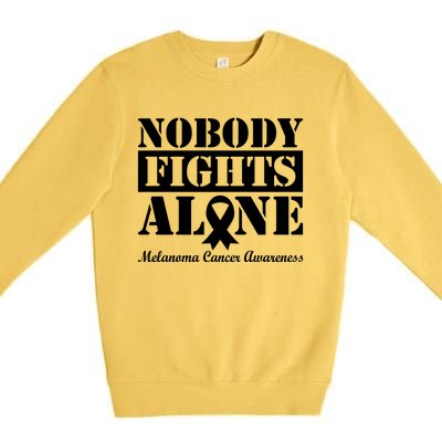 Nobody Fight Alone Melanoma Cancer Awareness Premium Crewneck Sweatshirt