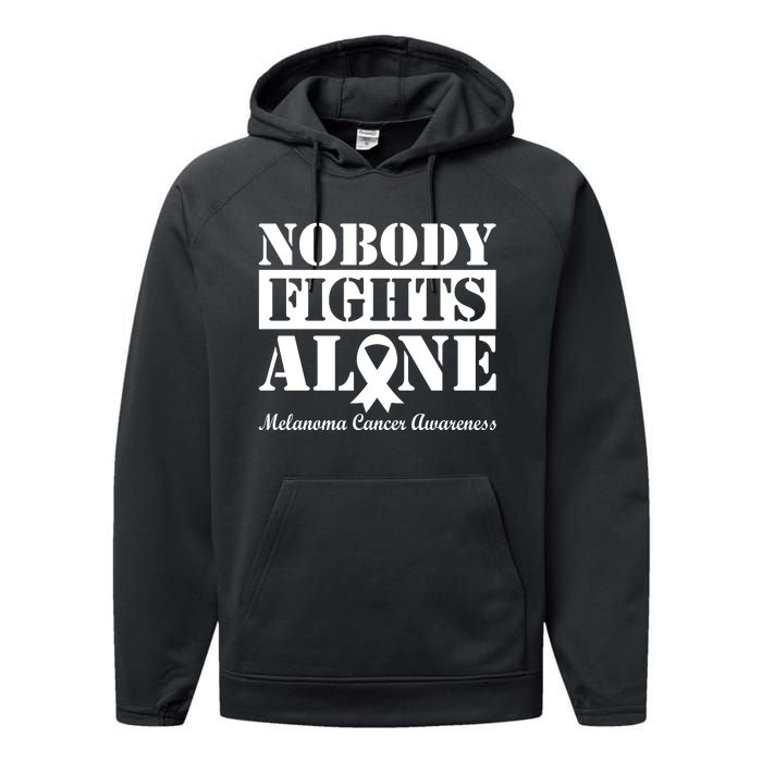 Nobody Fight Alone Melanoma Cancer Awareness Performance Fleece Hoodie