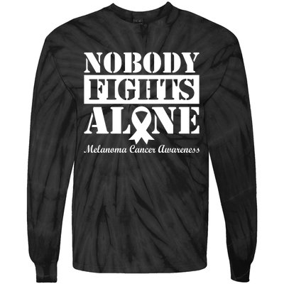 Nobody Fight Alone Melanoma Cancer Awareness Tie-Dye Long Sleeve Shirt