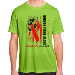 Nobody Fights Alone Hiv Aids Awareness Red Ribbon Supporter Adult ChromaSoft Performance T-Shirt