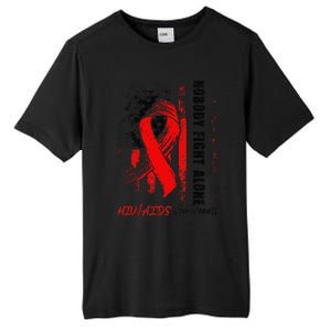 Nobody Fights Alone Hiv Aids Awareness Red Ribbon Supporter Tall Fusion ChromaSoft Performance T-Shirt