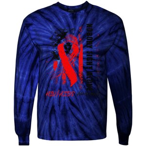 Nobody Fights Alone Hiv Aids Awareness Red Ribbon Supporter Tie-Dye Long Sleeve Shirt