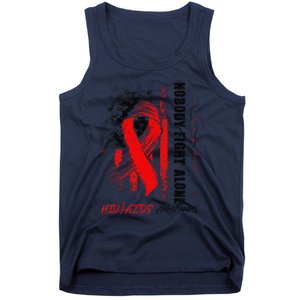 Nobody Fights Alone Hiv Aids Awareness Red Ribbon Supporter Tank Top