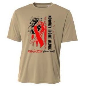 Nobody Fights Alone Hiv Aids Awareness Red Ribbon Supporter Cooling Performance Crew T-Shirt