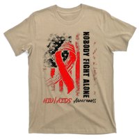 Nobody Fights Alone Hiv Aids Awareness Red Ribbon Supporter T-Shirt