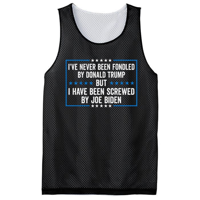 Never Fondled By Donald Trump But IVe Been Screwed By Biden Mesh Reversible Basketball Jersey Tank