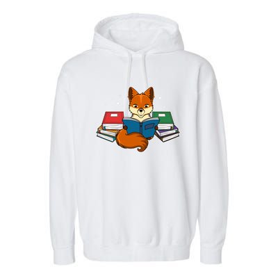 Nerdy Fox Book Funny Animal Lover Furry Gift Garment-Dyed Fleece Hoodie