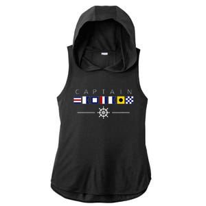 NAUTICAL FLAG BOAT CAPTAIN Ladies PosiCharge Tri-Blend Wicking Draft Hoodie Tank